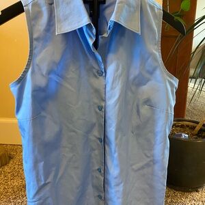 Ann Taylor Light Blue Sleeveless Button Down Shirt